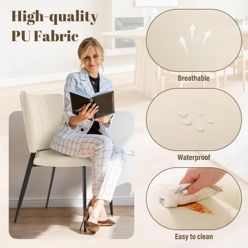 Miniatura 5 de Homcosan Juego de 2 sillas de comedor, modernas sillas de cocina con asiento acolchado tapizado y patas de metal, fácil montaje, sillas de comedor