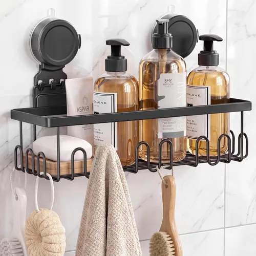 Miniatura 9 de JOTPE Estante de ducha con ventosa, paquete de 5 unidades, sin taladrar y con ventosa extraíble para baño con gran capacidad, potente organizador