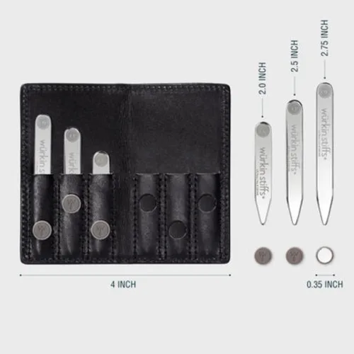 Miniatura 2 de Würkin Stiffs - Juego de collar magnético para viajes + espray protector de ropa surtido, funda tipo cartera de cuero negro, espray protector