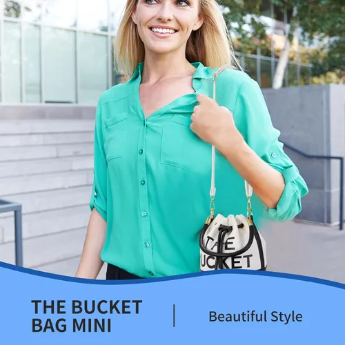 Miniatura 7 de JQAliMOVV The Bucket Bags para mujer, mini bolso de cuero con cierre de cordón cruzado