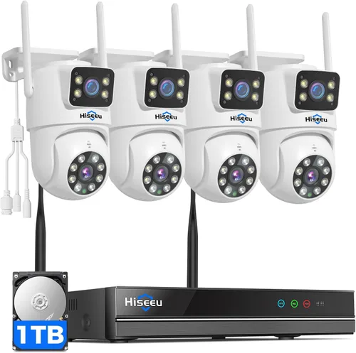Hiseeu - Cámaras de seguridad inalámbricas para exteriores, WiFi Pro de 5G y 2.4G, sistema de cámara de seguridad inalámbrica para el hogar, lente