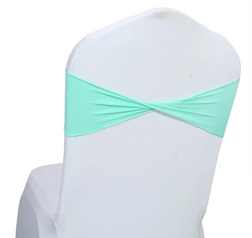 Miniatura 23 de MDS Paquete de 100 bandas de elastano para silla, bandas lisas sin hebilla, reutilizables, elásticas, para decoración de bodas, recepciones, Azul