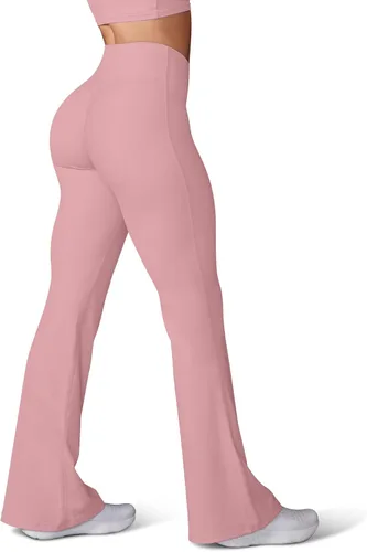 Miniatura 46 de HEGALY Pantalones de yoga acampanados para mujer, leggings cruzados, suaves, de cintura alta, pantalones casuales de entrenamiento con corte de bota