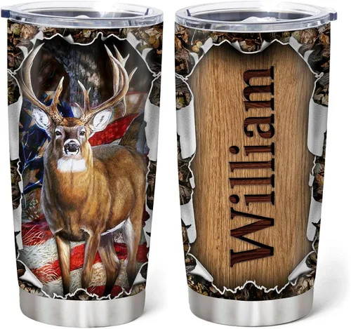 Miniatura 11 de Hyturtle Regalos personalizados de caza para hombres, vaso de caza de ciervos, taza de café de viaje de 20 onzas, acero inoxidable, regalo del día