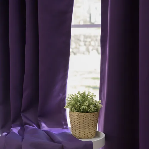 Miniatura 2 de Best Home Fashion Cortinas opacas con aislamiento térmico, pestaña trasera, bolsillo para barra, morado, 52 pulgadas de ancho x 63 pulgadas