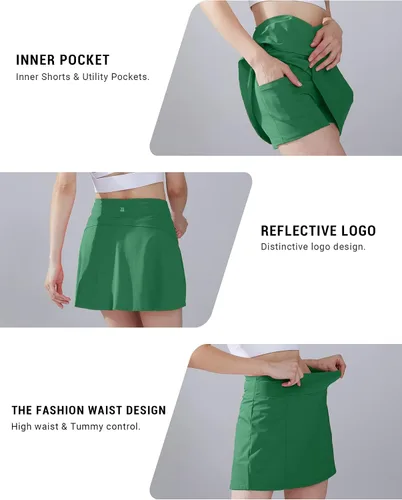 Miniatura 4 de 1a1a Falda de tenis de golf para mujer, pantalón corto de cintura alta, atlético, falda deportiva con bolsillos cortos