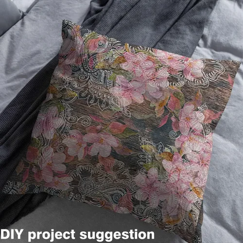 Miniatura 3 de The Yard - Tela con patrón de cachemira de flores rosadas, estilo rústico, para manualidades, tela para pasatiempos, tela retro con textura