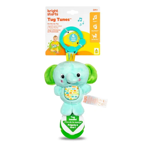 Miniatura 2 de Bright Starts Tug Tunes - Juguete para cochecito y transportadores, elefante, unisex, recién nacido +