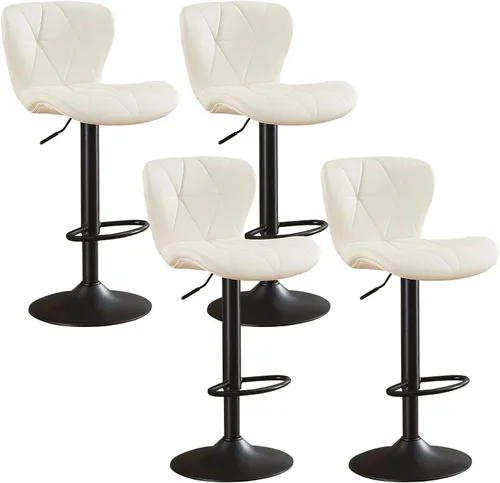 Miniatura 19 de Juego de 2 taburetes de bar, taburetes de bar giratorios ajustables con respaldo, taburetes de bar de piel sintética de altura de mostrador de 24 a