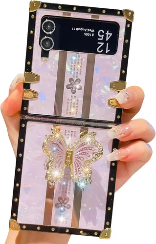 Miniatura 40 de Compatible con Funda Samsung Galaxy S22 Ultra, Diseño de Mariposa Brillante de Lujo con Soporte Plegable Kickstand para Mujeres y Niñas, Funda Rosa