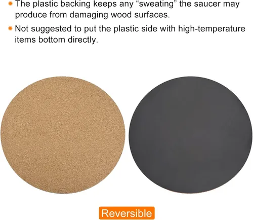 Miniatura 4 de MECCANIXITY Tapete redondo de corcho para plantas de 10 pulgadas, de plástico, absorbente, impermeable, para maceta de jardín