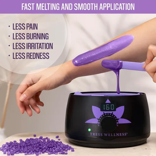 Miniatura 5 de Tress Wellness Cuentas de cera, seguras para la piel, probadas dermatológicamente, kit para bikini en casa, brasileño y cuerpo completo, lavanda