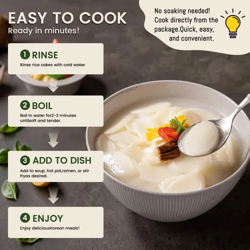 Miniatura 6 de Apexy Pastel de arroz coreano Tteokbokkik, Tteok Masticable, auténtico aperitivo de comida callejera coreana, perfecto con queso y fideos ramen, sin