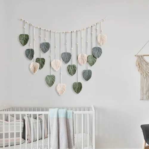 Miniatura 2 de Tapiz tejido de macramé para colgar en la pared, estilo bohemio, con clips para fotos, decoración del hogar, decoración de pared nórdica, borlas
