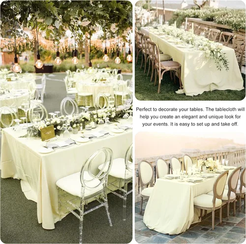Miniatura 5 de Paquete de 4 manteles rectangulares para mesas de 6 pies, lavables, de poliéster, para bodas, mesas de comedor, fiestas, banquetes