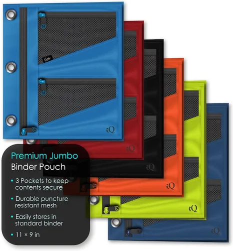 Miniatura 5 de iScholar Estuche para lápices expandible jumbo, 3 bolsillos, el color puede variar (55035)