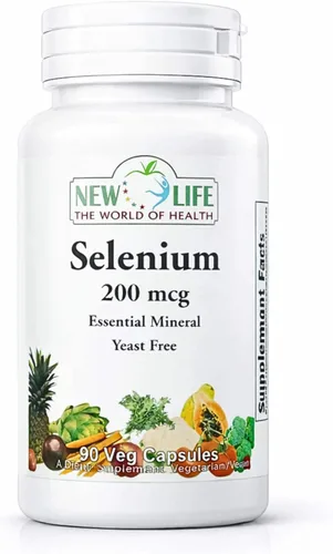New Life Selenio 200mcg, mineral esencial, 90 cápsulas vegetales