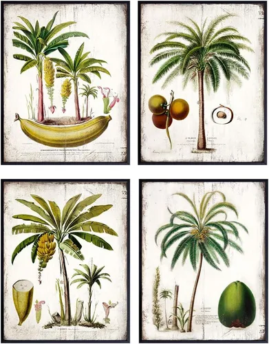 Decoración de palmera – Decoración de pared tropical para cocina, comedor, sala de estar, arte de pared de casa de playa – Decoración vintage