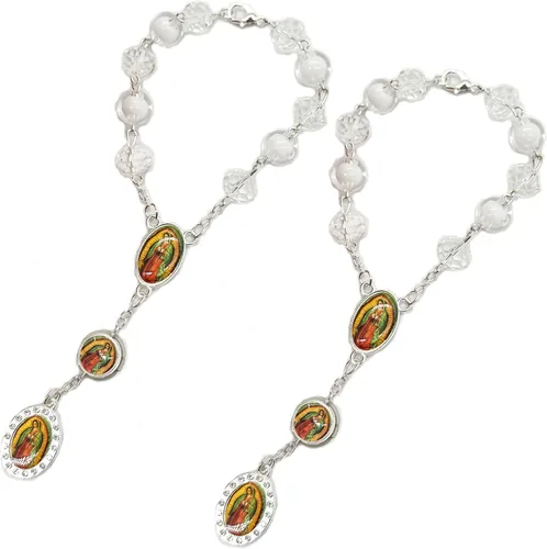 Miniatura 11 de Nuestra Señora Guadalupe Virgen María Centro de mesa Bautismo Recuerdos de Bautizo Rosario Pulsera Recuerdos Fiesta de Recuerdos - 12 Piezas