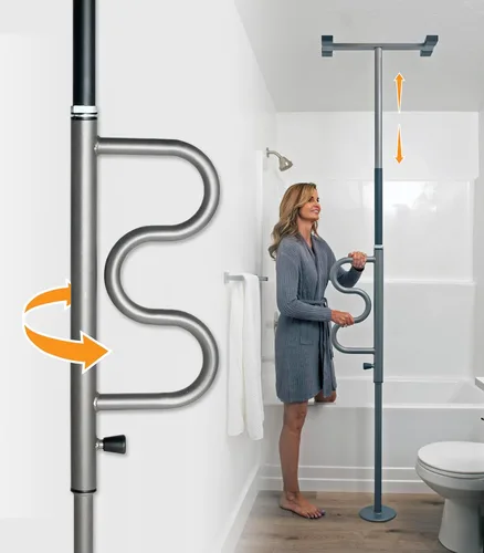 Miniatura 13 de Stander Wonder Pole Plus with Rotating Double Grab Bar, Tension Mounted Security Pole for Seniors & Elderly Adults, No-Drill Floor to Ceiling