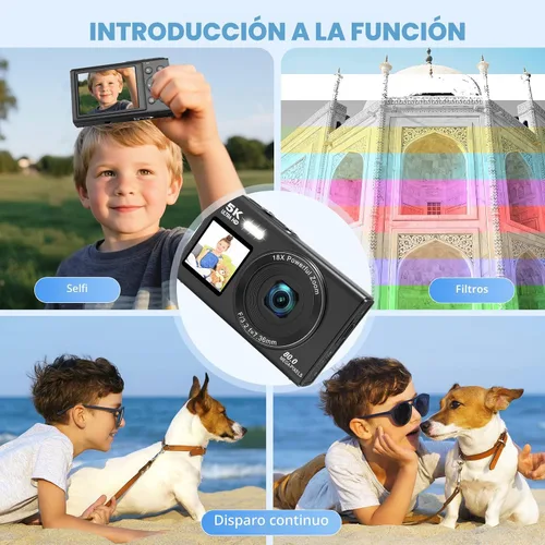 Miniatura 6 de Cámara digital 5K de pantalla dual para videoblogs con luz de relleno - 80MP, zoom 16X, WiFi, para YouTube/blogs, incluye tarjeta de 32GB y 2