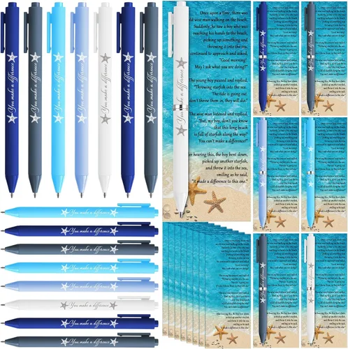 Miniatura 7 de Geyoga 20 juegos de Starfish Story Employee Apreciation Gift You Make a Difference Bolígrafo Starfish Story Tarjeta motivacional con corbatas
