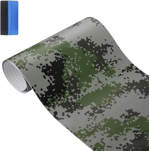 Miniatura 22 de LZLRUN Rollo de Película de Vinilo Adhesivo de Camuflaje para Automóvil Camuflaje Nieve Ártica Calcomanía Adhesiva para Consola de Automóvil