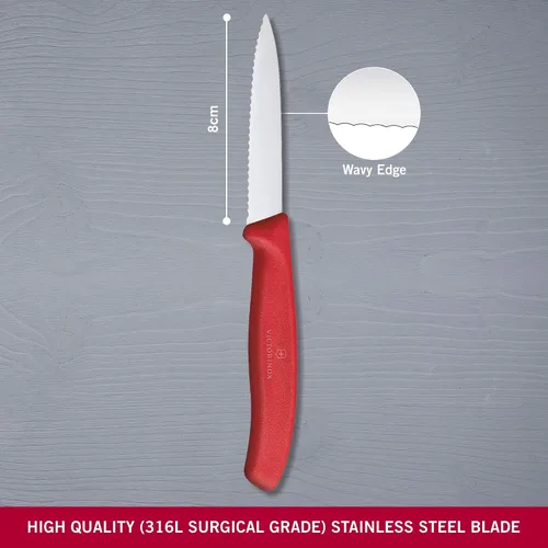 Miniatura 2 de Victorinox VIC-6.7631 Swiss Classic Paring 3¼"" Hoja de punta de lanza dentada 5/8" de ancho en el mango Rojo", multicolor, m