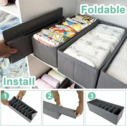 Miniatura 3 de homyfort Paquete de 8 organizadores de cajones de cómoda y contenedores de almacenamiento para ropa, contenedores organizadores de cajones grandes