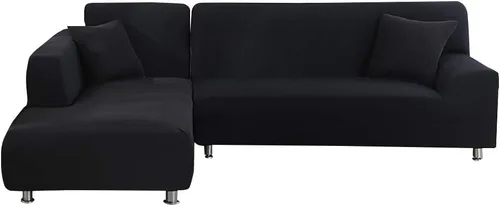 MIFXIN Fundas de sofá en forma de L, 2 piezas de tela de poliéster elástico, fundas de sofá seccionales con 2 fundas de almohada, sofá en forma de
