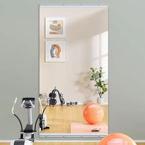 Miniatura 27 de Hasipu 3 piezas de espejos para gimnasio en casa de 48''x24'', espejos grandes de cuerpo entero montados en la pared para yoga, baile, fitness