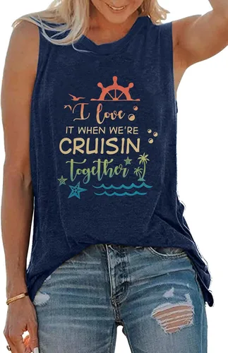 SFHFY Camiseta sin mangas de crucero para mujer, camisetas para amantes de los cruceros, regalos de crucero, regalos para vacaciones familiares,