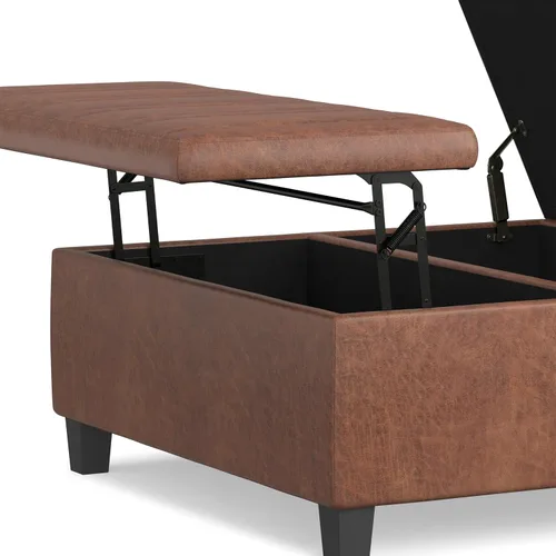 Miniatura 13 de SIMPLIHOME Ellis - Mesa auxiliar cuadrada contemporánea de 36 pulgadas de ancho, otomana de almacenamiento en piel sintética vegana envejecida