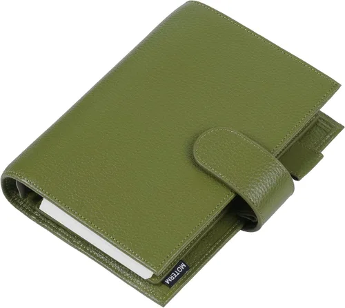 Miniatura 14 de Moterm Personal Luxe - Planificador de anillos – Organizador de carpeta de cuero genuino (Pebble-Mustard, anillo de 1.181 in)