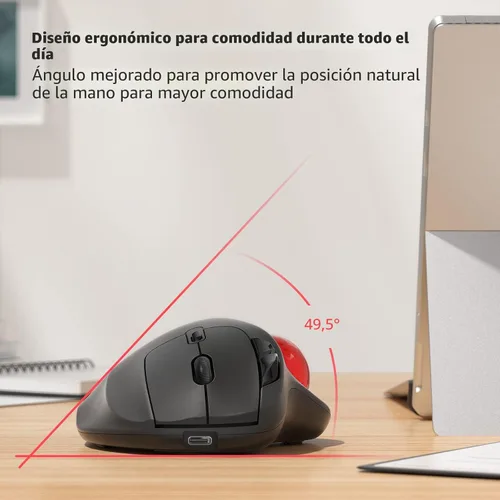 Miniatura 3 de Nulea Ratón Trackball Inalámbrico M501, Ergonómico Recargable, Control Fácil con el Pulgar, Seguimiento Preciso y Suave, Conexión de 3 Dispositivos