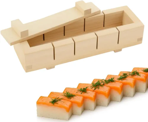 Miniatura 7 de JapanBargain, Molde rectangular de madera para hacer sushi Oshizushi, molde para arroz, 7 x 4 pulgadas, 1 paquete