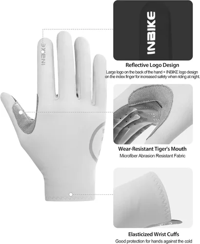 Miniatura 3 de INBIKE Guantes de ciclismo para hombre y mujer, forro polar fino, para pantalla táctil, guantes de bicicleta acolchados para correr, conducir