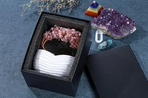 Miniatura 6 de Jovivi - Árbol de dinero de cristal de cuarzo rosa en forma de corazón, bonsái curativo con gemas para ceremonia de boda, reiki, equilibrio