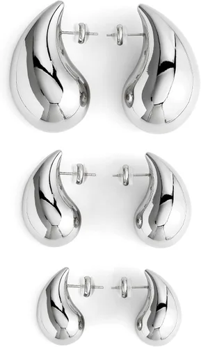 Aretes de aro gruesos de oro para mujer, aretes ligeros de lágrima de plata de ley 925, aretes grandes chapados en oro, aretes de gota de agua,