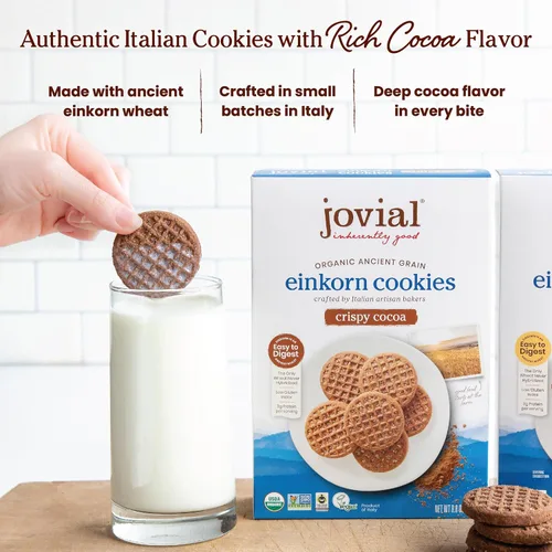 Miniatura 3 de Jovial Galletas orgánicas de cacao crujiente Einkorn – Galletas orgánicas, galletas veganas, altas en proteínas, certificado de comercio justo