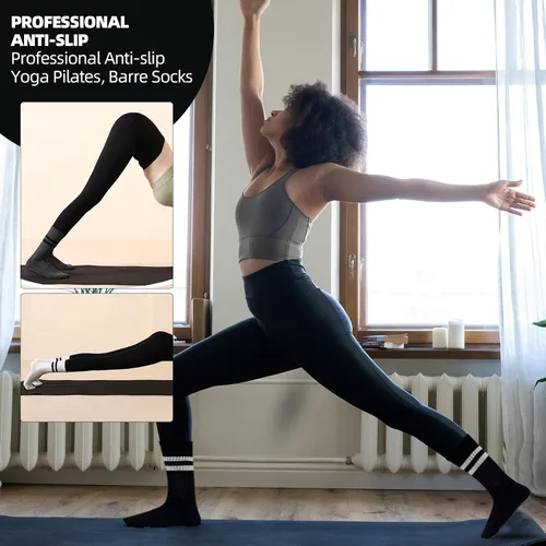 Miniatura 6 de JCZANXI Calcetines de yoga con empuñaduras para mujer, calcetines antideslizantes para yoga, pilates, barras, danza Calcetines acolchados ideales