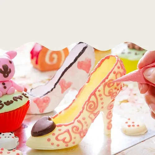Miniatura 5 de Juesi Molde 3D para zapatos de chocolate de alta colina, molde de pastel de chocolate, molde de decoración de pasteles de fondant, molde de tacón