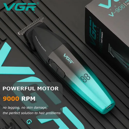 Miniatura 5 de VGR Cortadora de pelo profesional 906 Fresh Fade, 9000 rpm sin huecos para hombres, cortadora de pelo inalámbrica DLC T-Blade para barberos