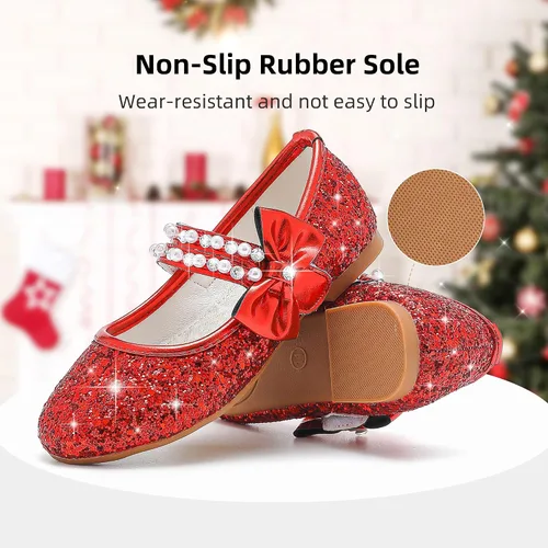 Miniatura 3 de Zapatos de vestir para niñas pequeñas, zapatos de flores, zapatos de princesa, boda, fiesta, zapatos planos para niñas pequeñas y grandes