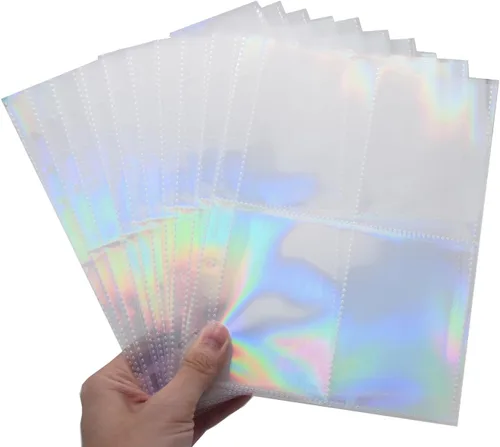 Miniatura 6 de 6 agujeros transparentes de PVC con holograma y bolsillos para archivar hojas sueltas, carpeta de documentos, protector de hojas de página de papel