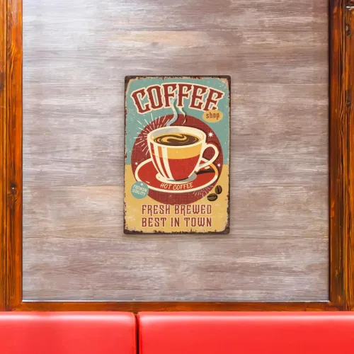 Miniatura 7 de Letrero de metal vintage de 8 x 12 pulgadas, letrero retro de hierro caliente para café caliente, aspecto óxido, fresco preparado, mejor