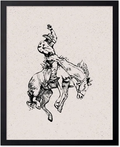 Miniatura 90 de Poster Master Póster de Rodeo marrón – Estampado retro de vaquero sobre caballo – Arte de vaquero – Arte occidental – Arte del salvaje oeste