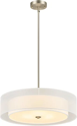 Miniatura 13 de VONLUCE Candelabros modernos, candelabros de tambor de 18 pulgadas con pantalla de tela de 2 capas, lámpara colgante de 4 luces con base E26