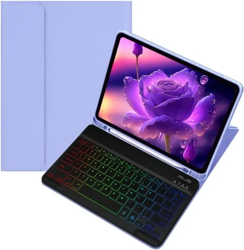 Miniatura 14 de kaidisen Funda con teclado retroiluminado colorido para Galaxy Tab S6 Lite de 10.4 pulgadas con teclado magnético desmontable Bluetooth RGB