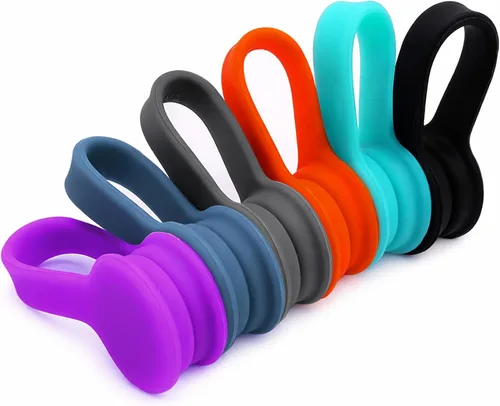 Viaky - Paquete de 6 lazos magnéticos, bandas magnéticas multicolor para guardar, correas enrolladoras, clips para cables, organizador de cables